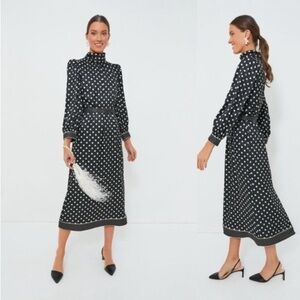 Tuckernuck Black Polka Dot Faven Dress NWT Midi Long Sleeve Sz XXXL Work Modest